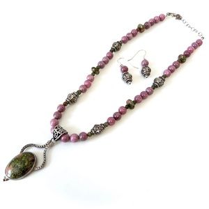 Sterling Silver & Stone Beaded Necklace Set
